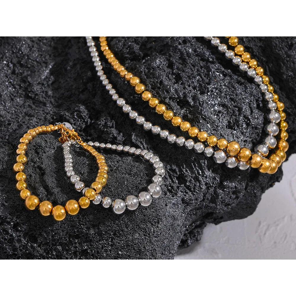 Beaded Chain Necklace and Bracelet