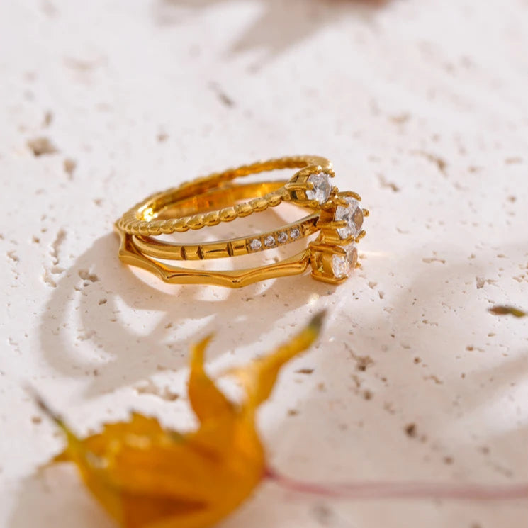 Elegant Thin Gold Cubic Zirconia Ring