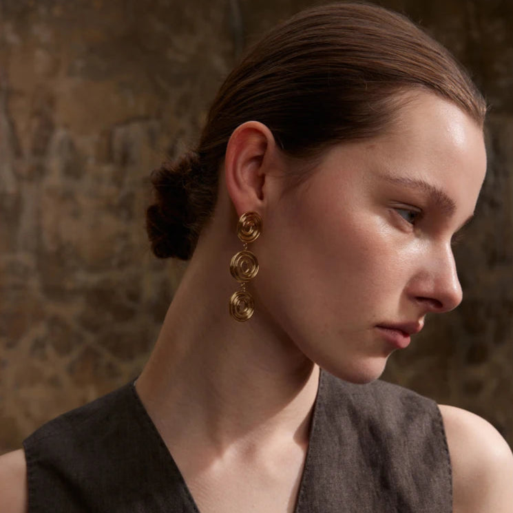 Hollow Round Long Drop Earrings