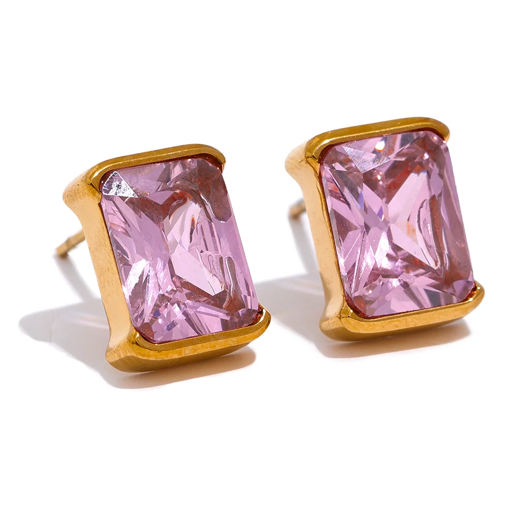 Square AAA Cubic Zirconia Stud Earrings