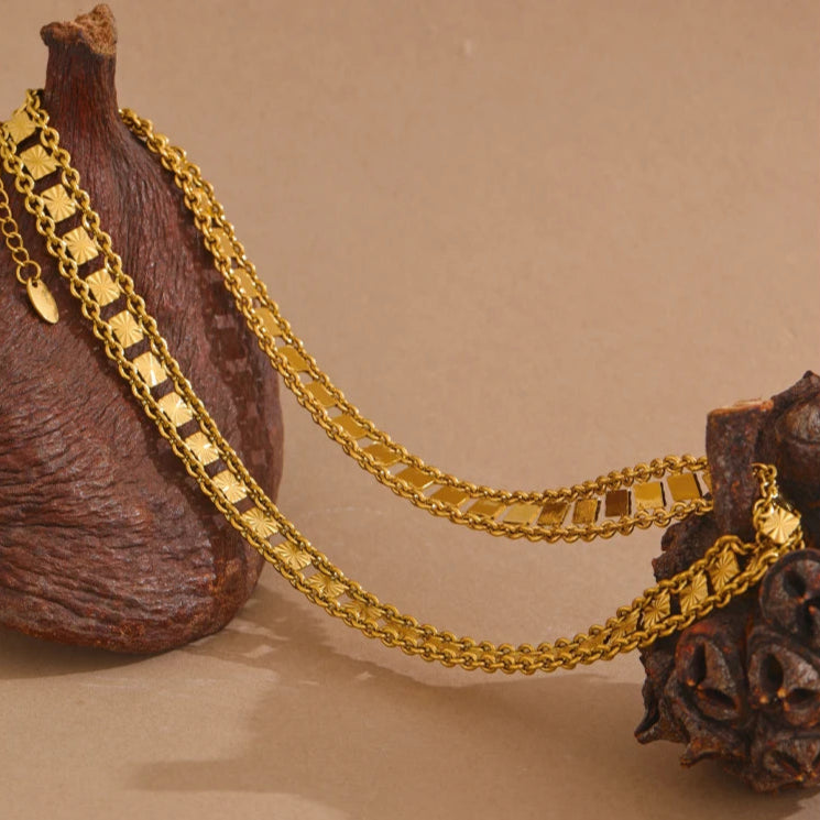 Bold Square Chain Necklace & Bracelet Set