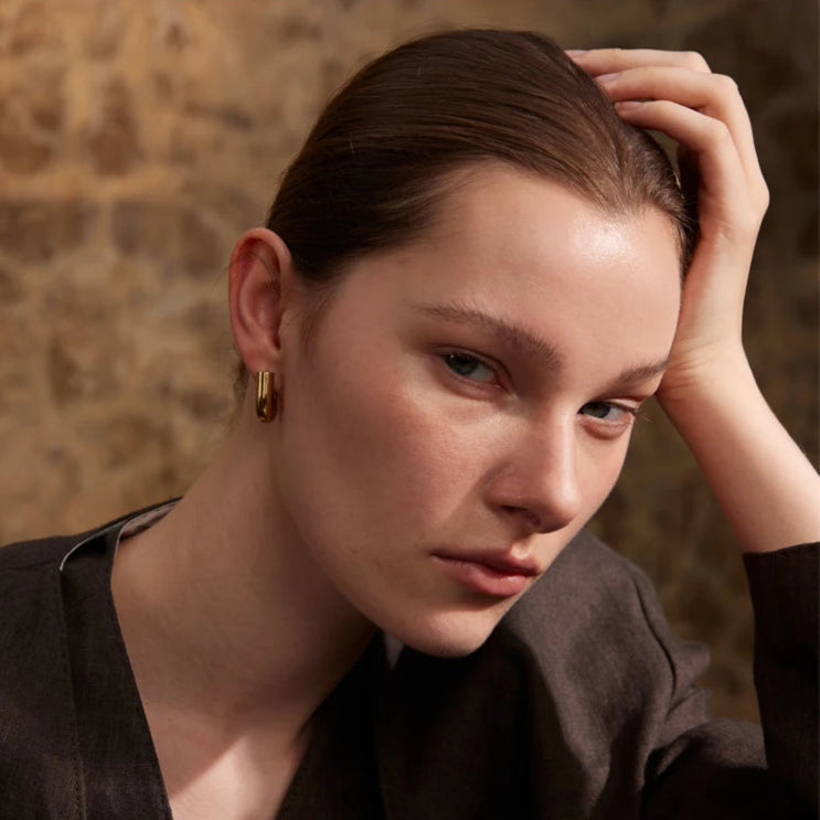 Glossy U-Shape Hollow Hoop Earrings