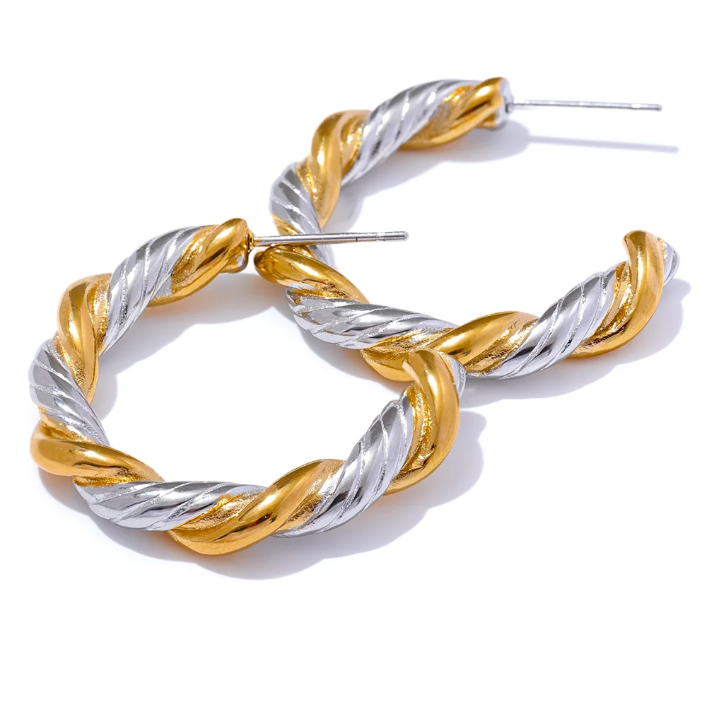 Twisted C-Shape Huggie Earrings