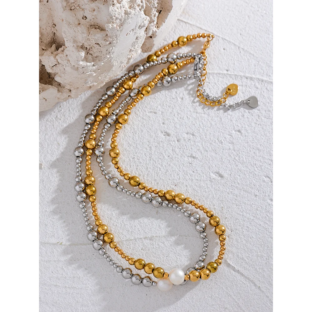 Pearl & Gold Bead Necklace
