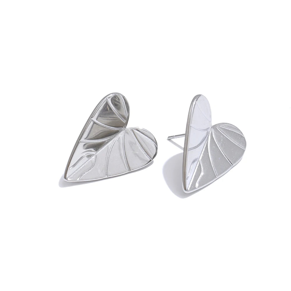 Striped Heart Stud Earrings