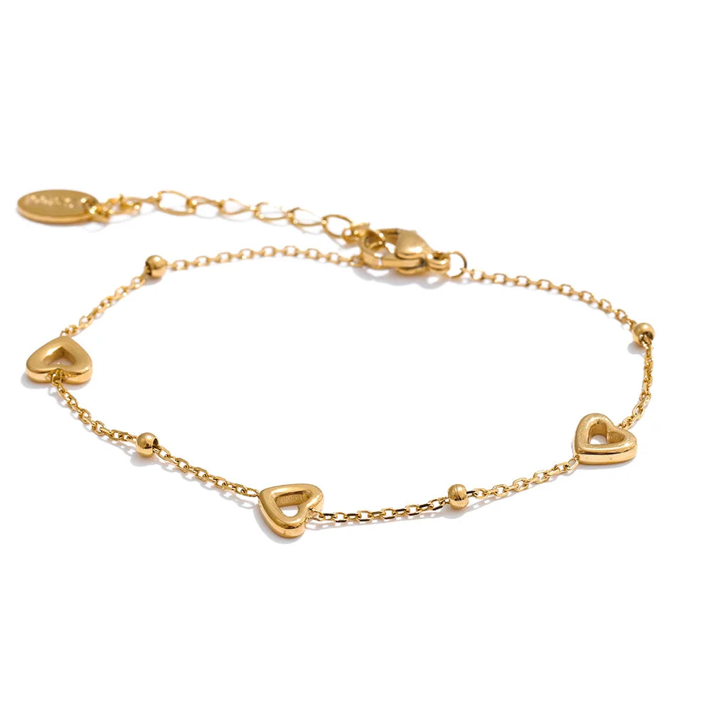 Romantic Heart Chain Necklace & Bracelet Set
