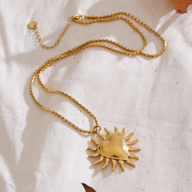 Sun & Heart Pendant Necklace