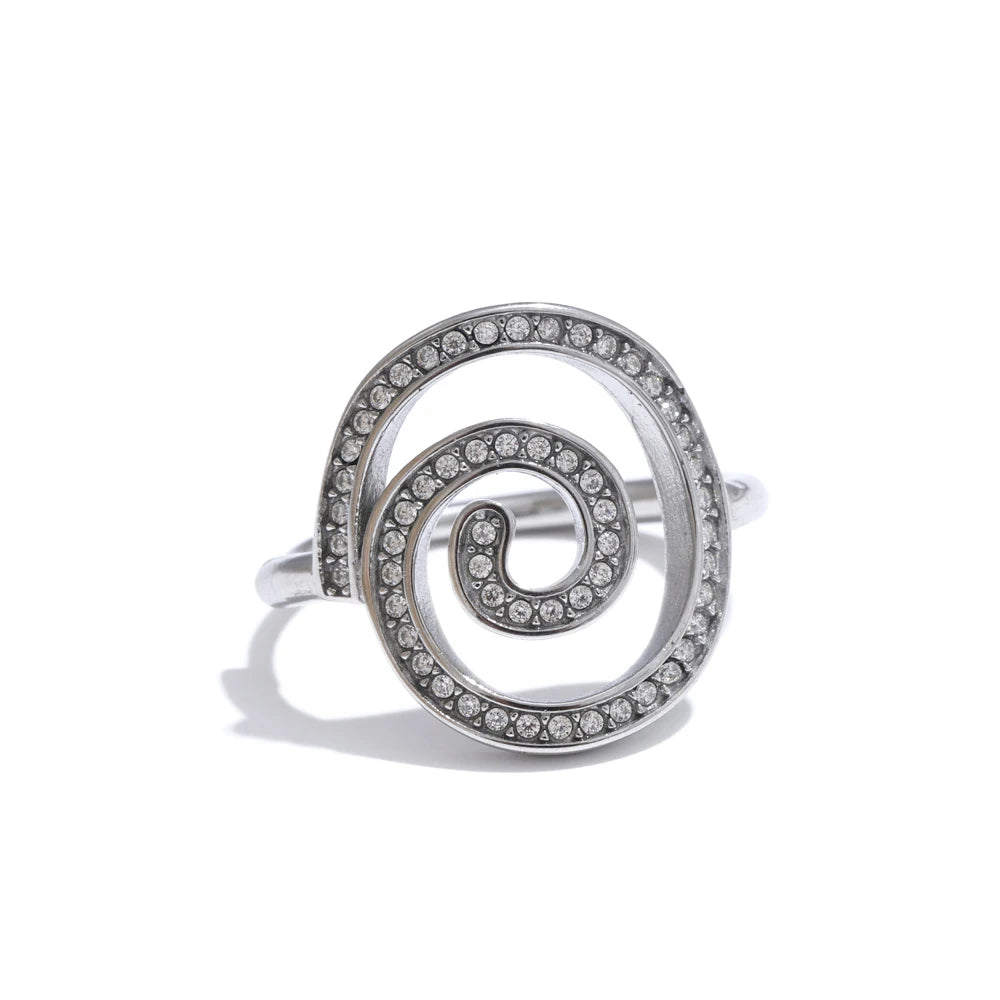 Adjustable Geometric Ring with Cubic Zirconia