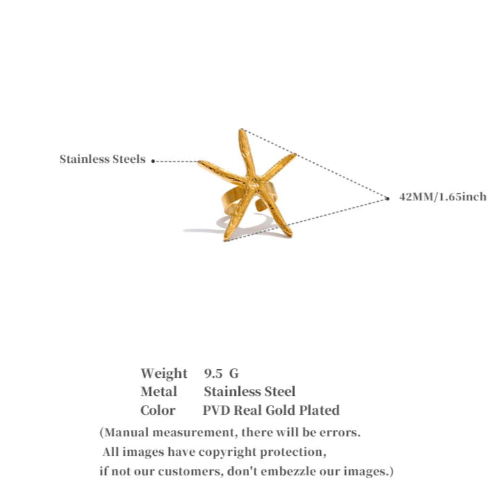 Large Starfish Open Ring