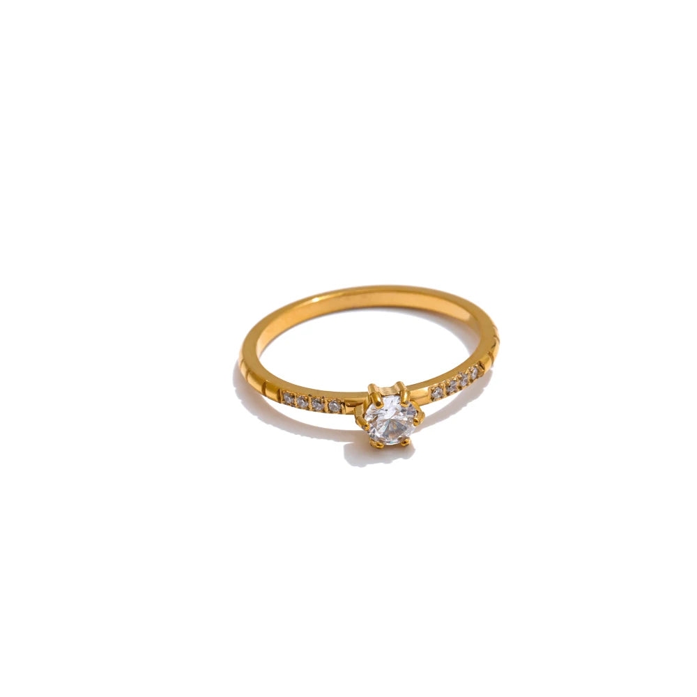Elegant Thin Gold Cubic Zirconia Ring