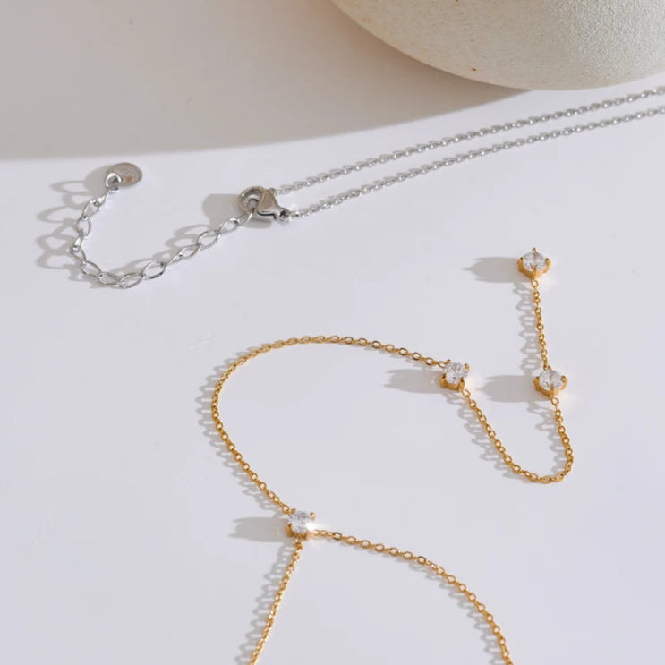 Long Drop Necklace with Cubic Zirconia