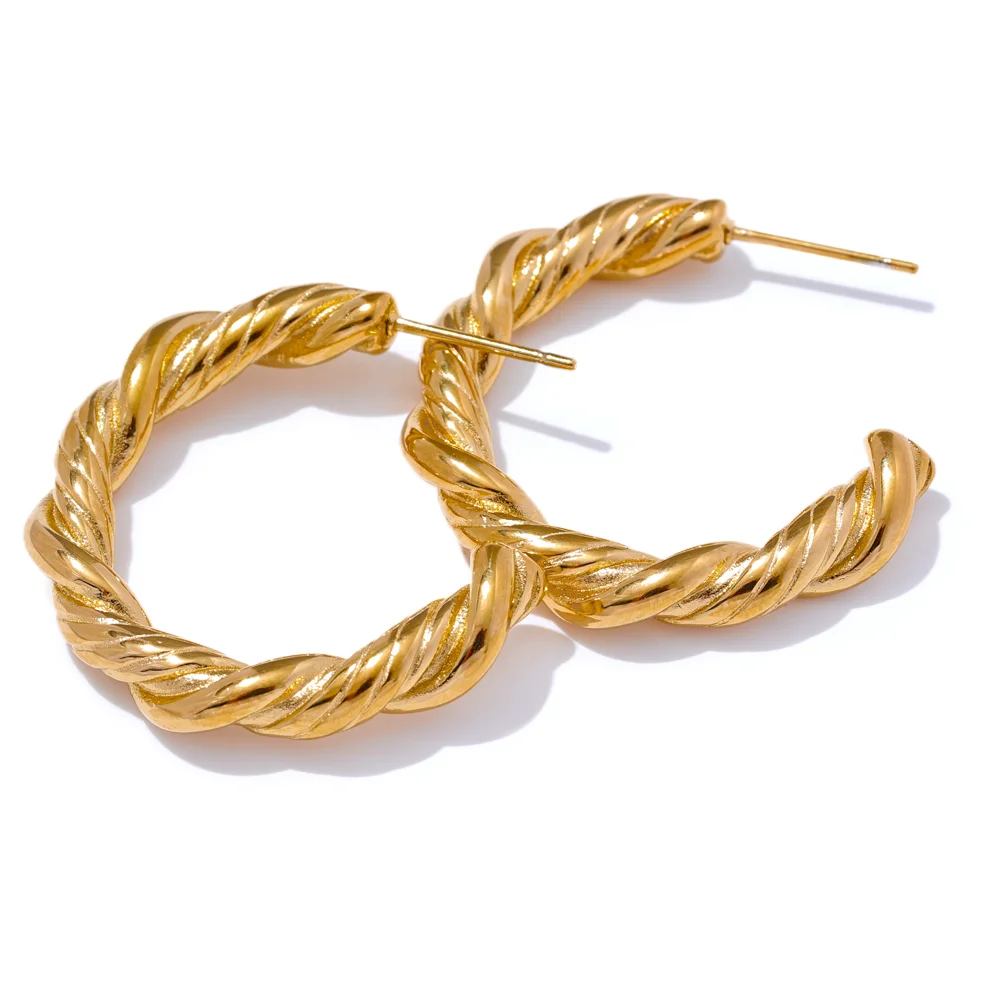 Twisted C-Shape Huggie Earrings