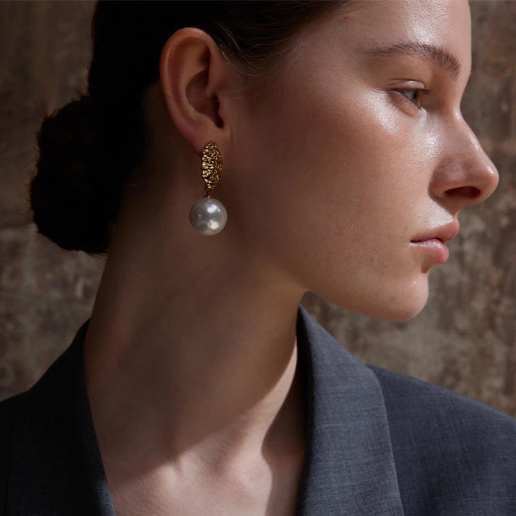 Geometric Pearl Drop Earrings
