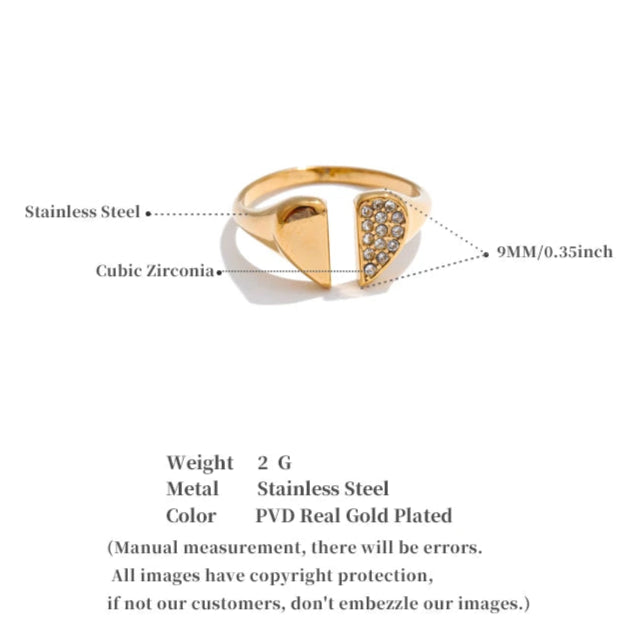 Heart-Shaped Zirconia Ring