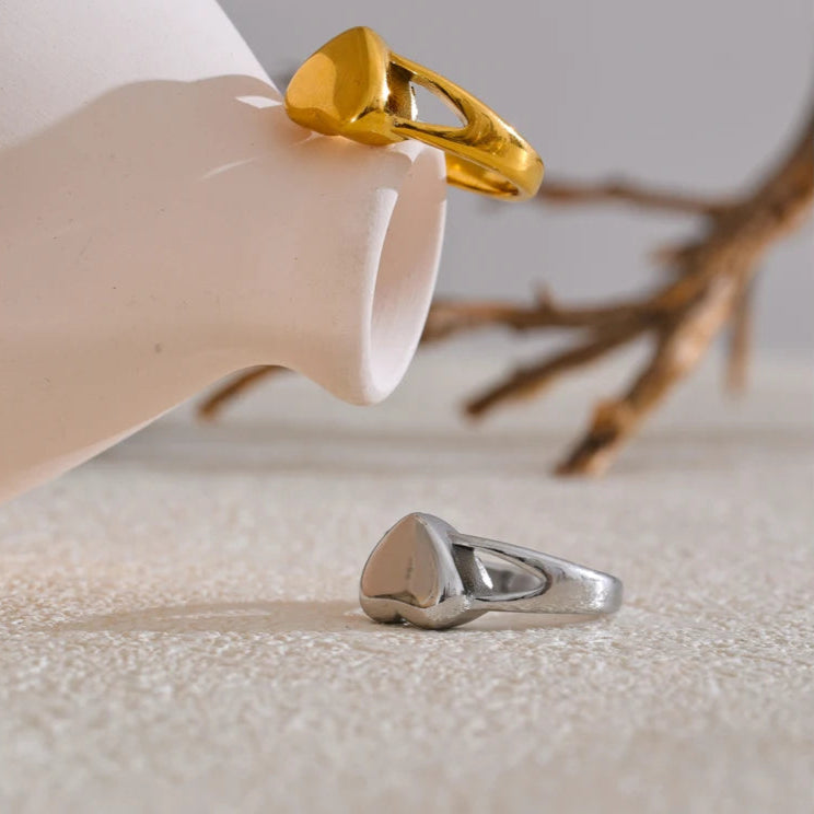 Heart Charm Stainless Steel Ring