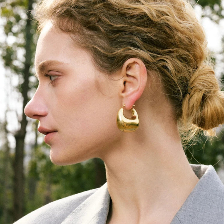 Glossy Chunky Hollow Hoop Earrings