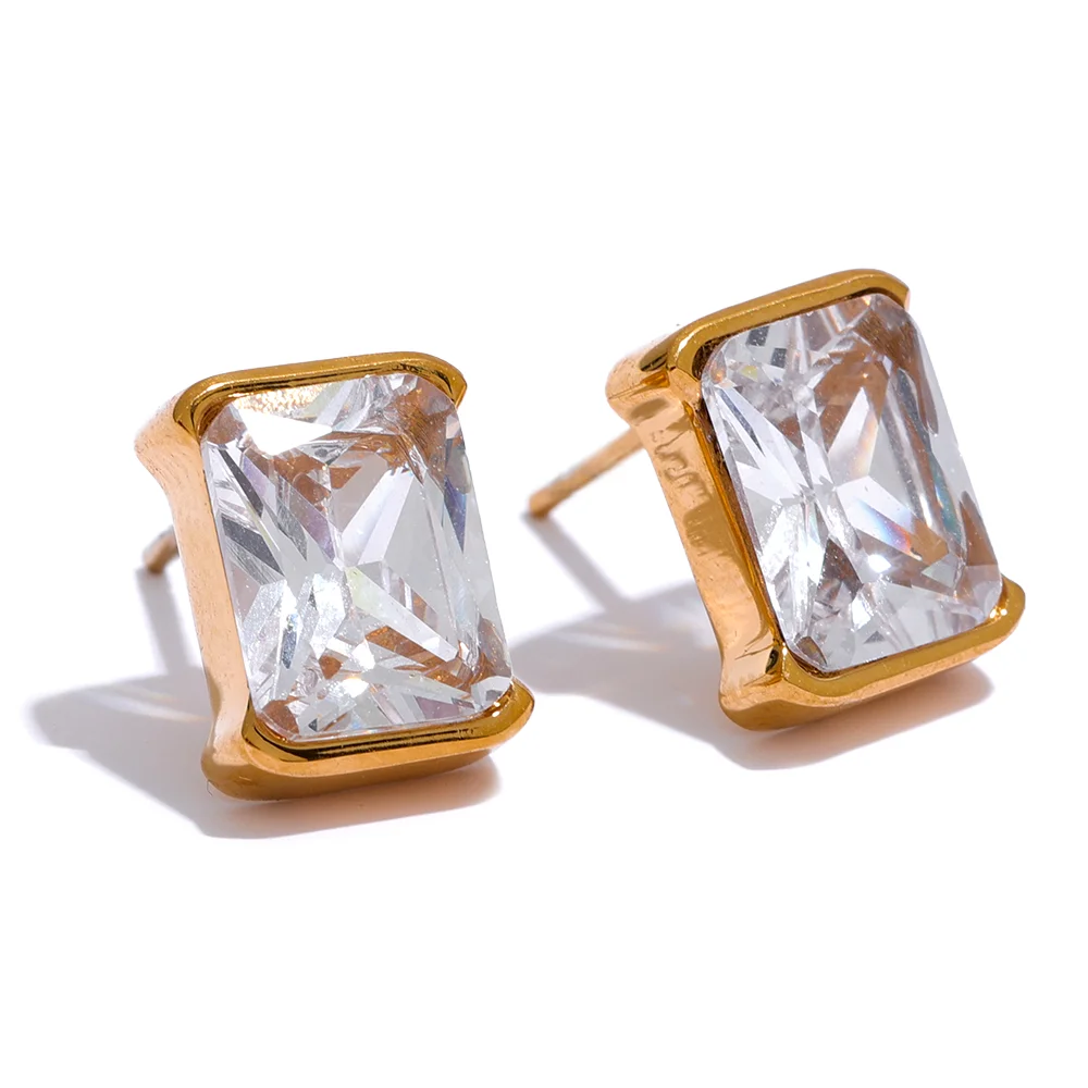 Square AAA Cubic Zirconia Stud Earrings