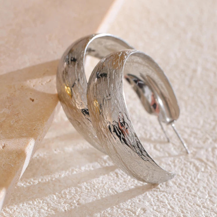 Polished C-Shaped Hoop Earrings