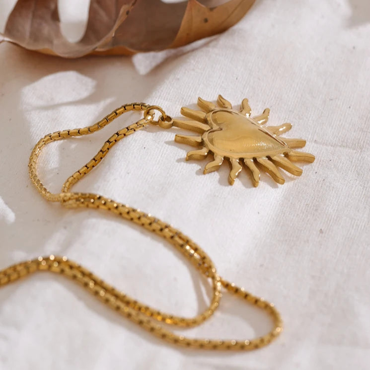 Sun & Heart Pendant Necklace