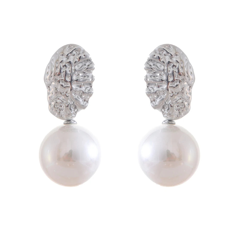Geometric Pearl Drop Earrings