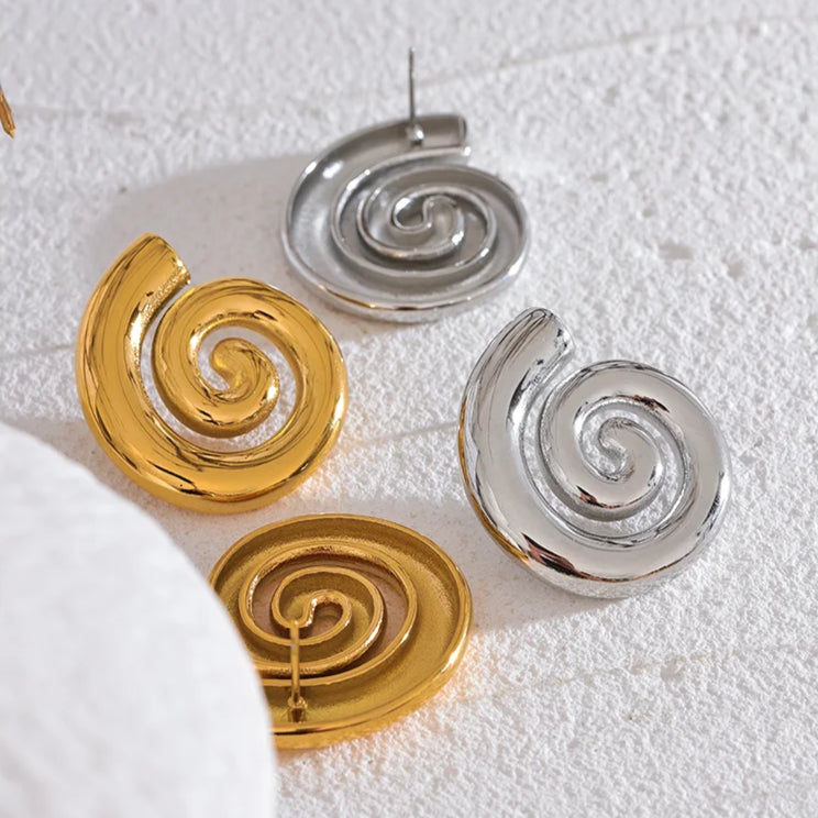 Conch-Inspired Geometric Stud Earrings