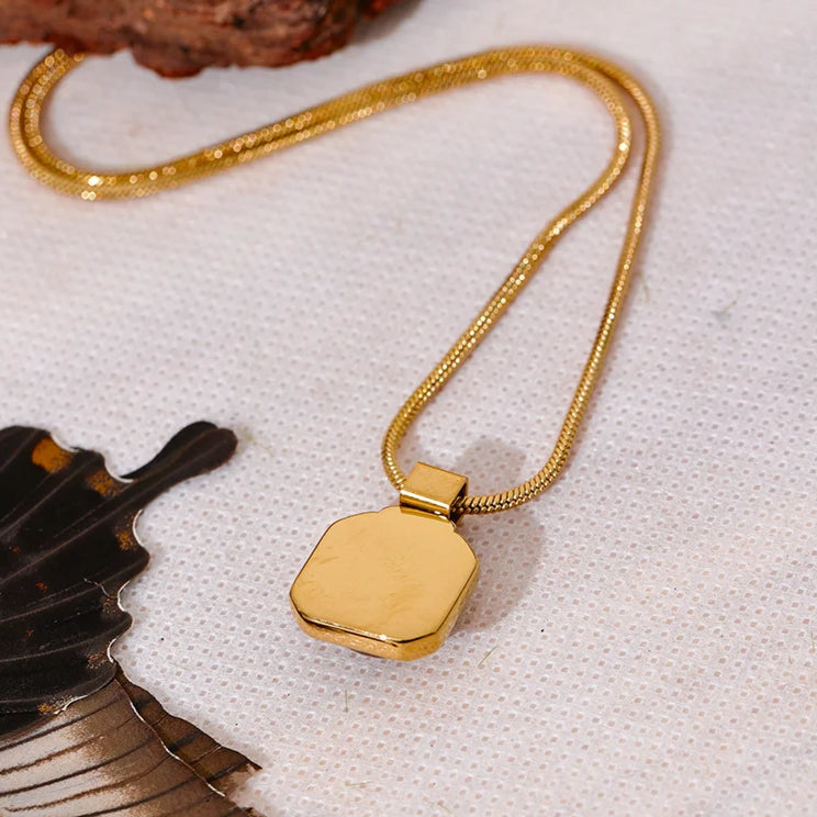 Tiger Eye Stone Square Pendant Necklace