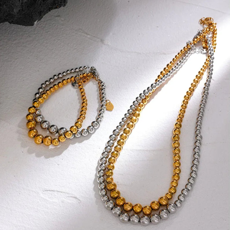 Beaded Chain Necklace and Bracelet