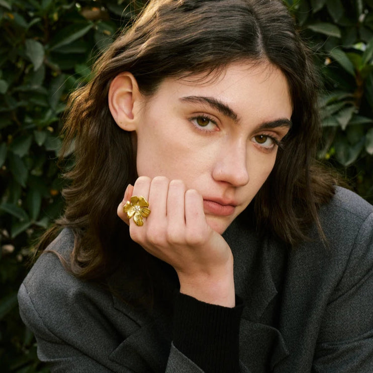 Adjustable Golden Flower Ring