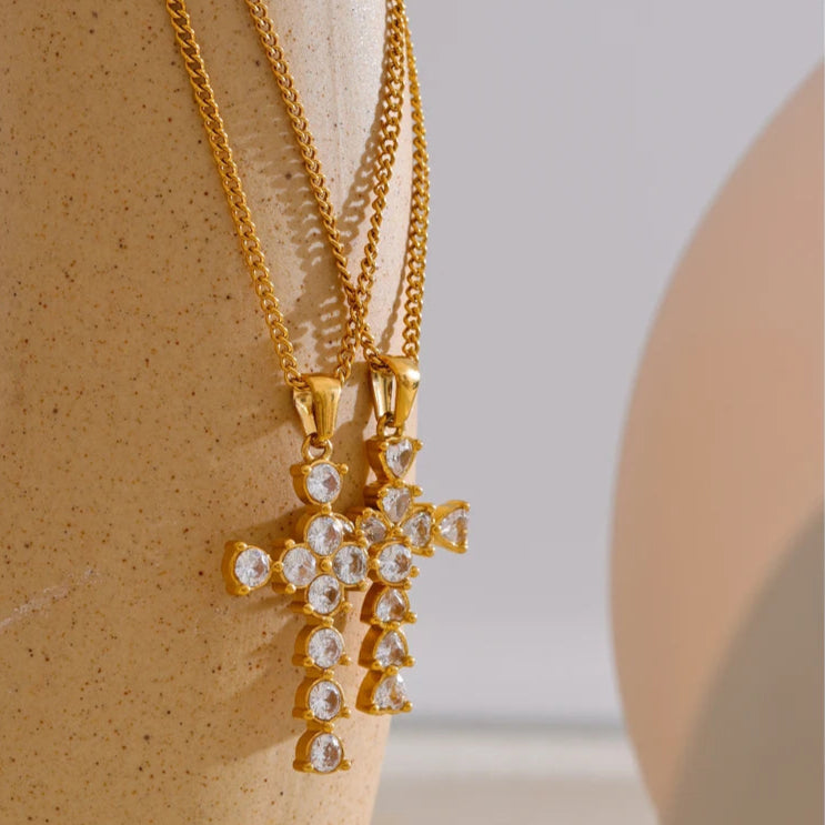 Cubic Zirconia Cross Pendant Necklace