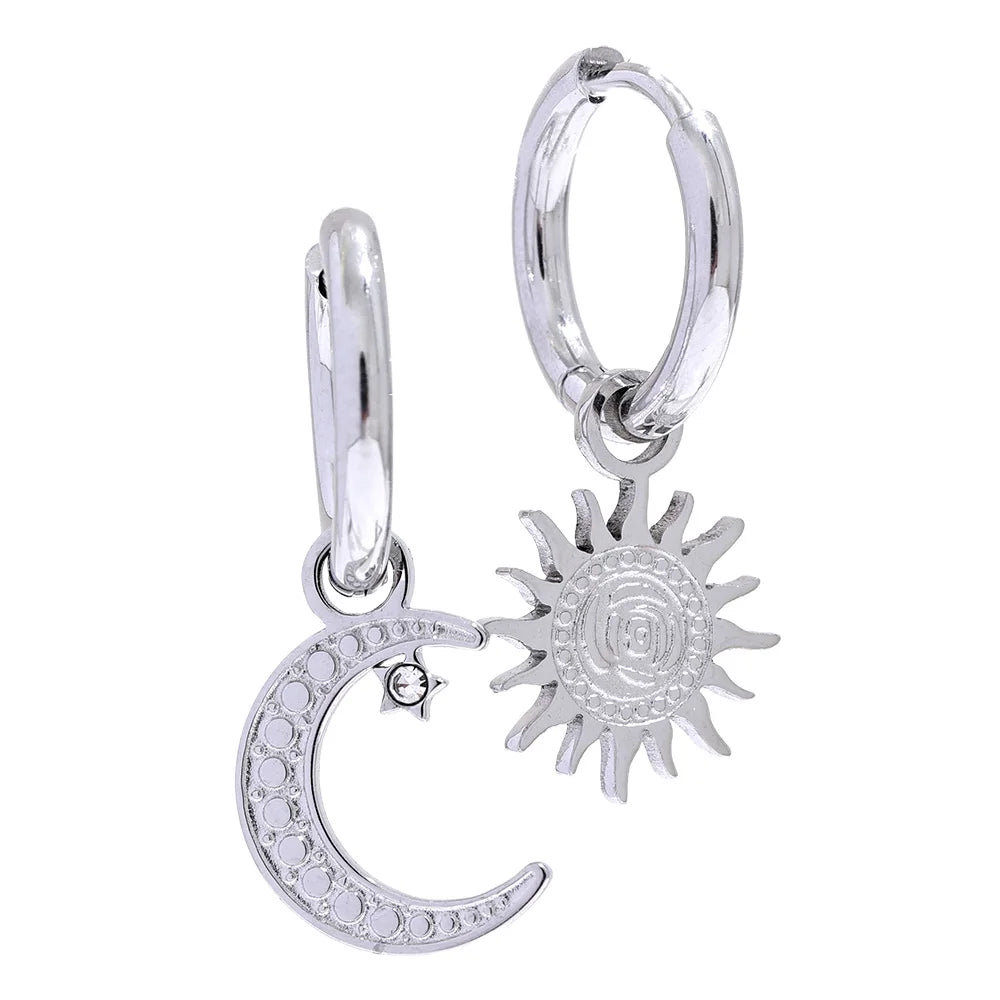 Star & Moon Asymmetrical Hoop Earrings