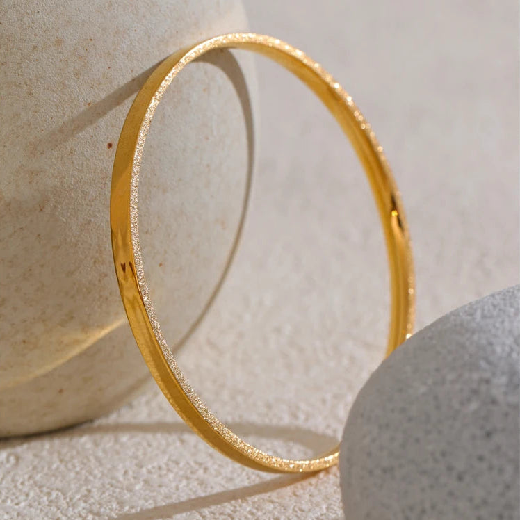 Round Bangle with Gold-Tone Edging