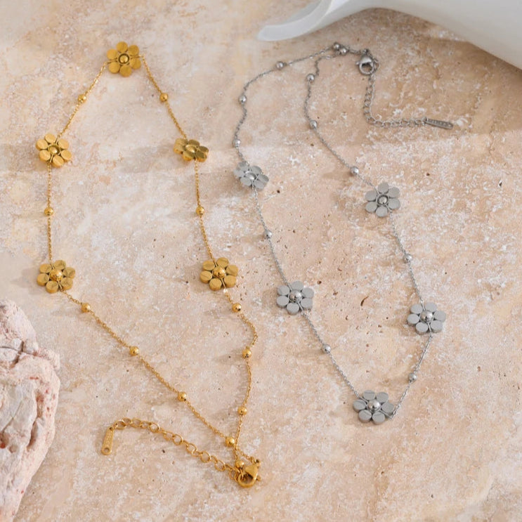 Golden Flower Chain Necklace