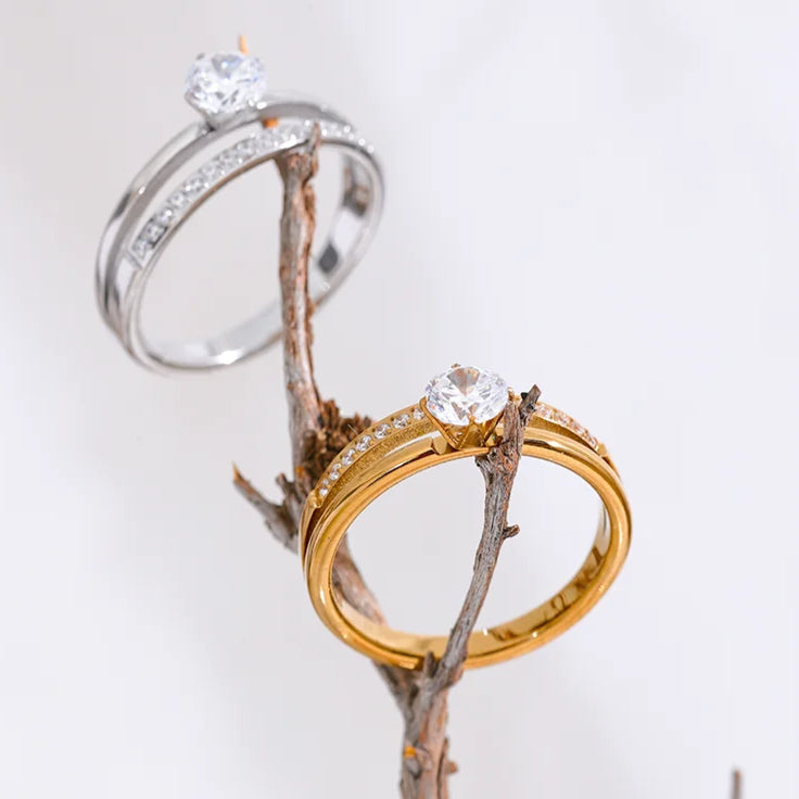 Double Layer Cubic Zirconia Ring