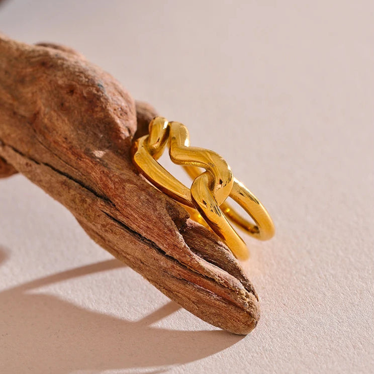 Layered Geometric Heart Ring