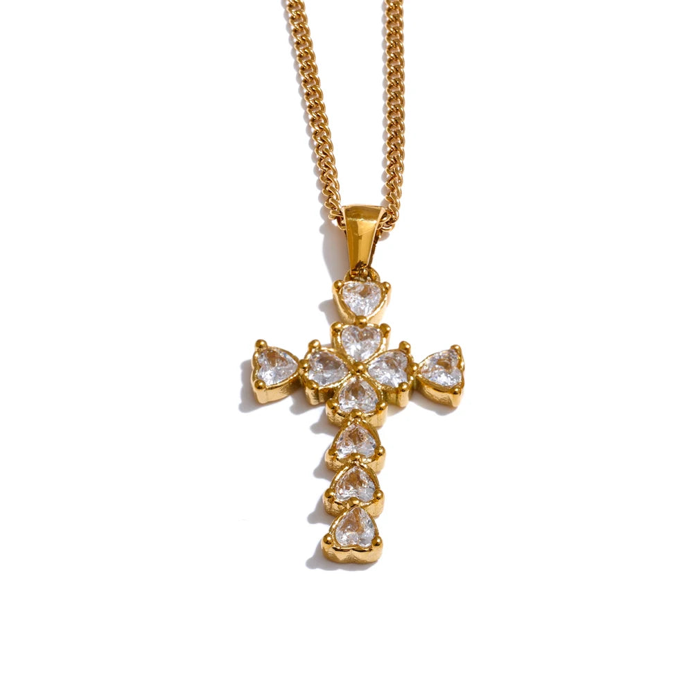 Cubic Zirconia Cross Pendant Necklace