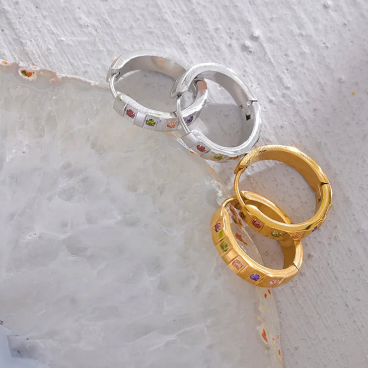 Colorful Zirconia Hoop Earrings
