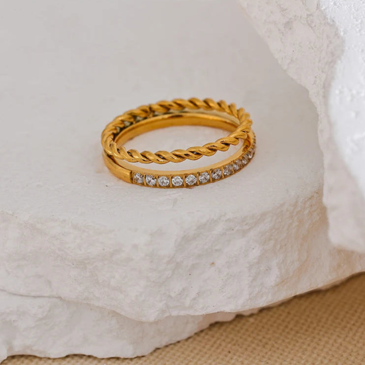 Delicate Double Round Chain Ring