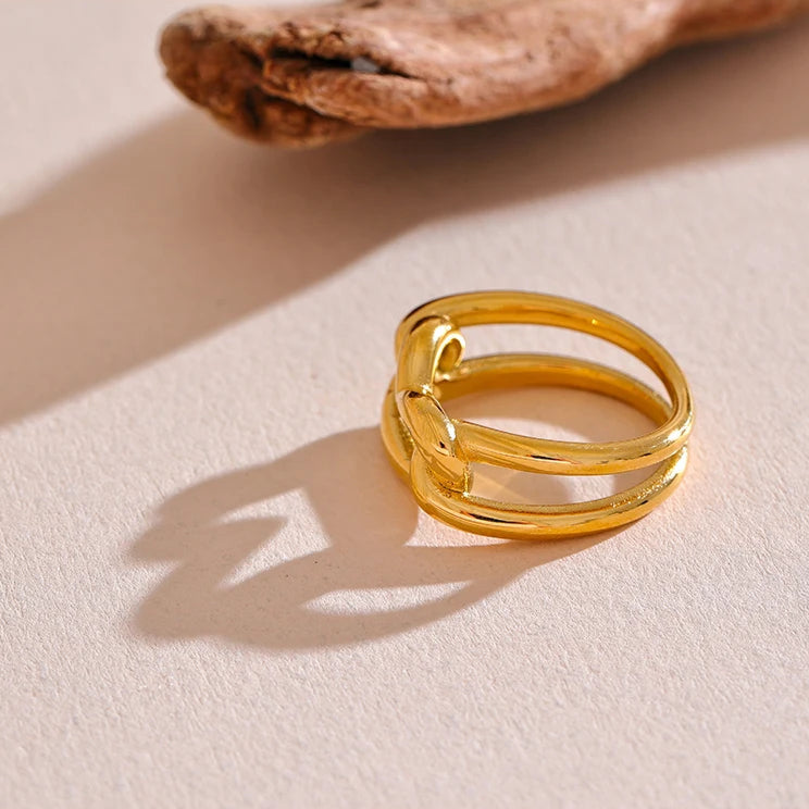 Layered Geometric Heart Ring