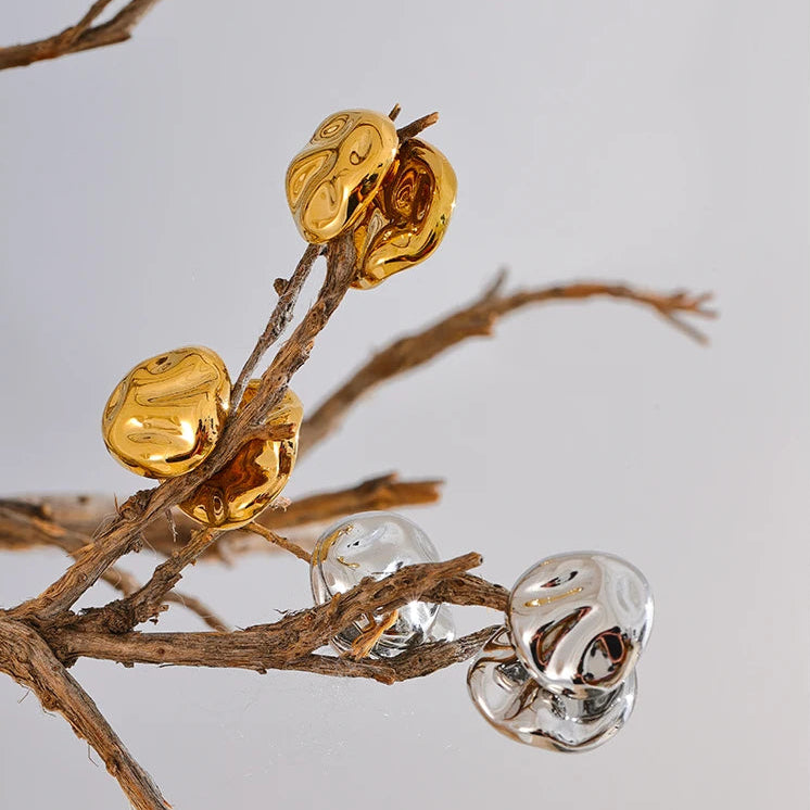Statement Hammered Geometric Stud Earrings