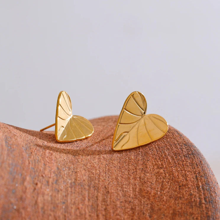 Striped Heart Stud Earrings