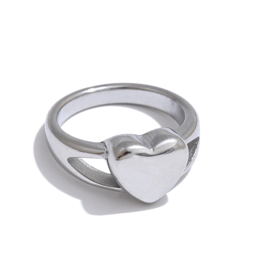 Heart Charm Stainless Steel Ring