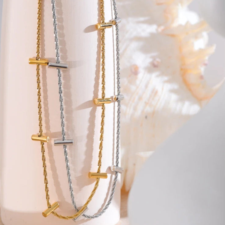 Gold & Platinum Tone Link Chain Necklace