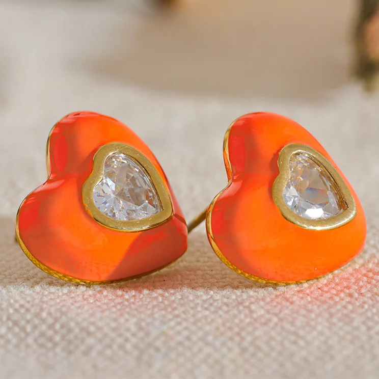 Colorful Heart Stud Earrings