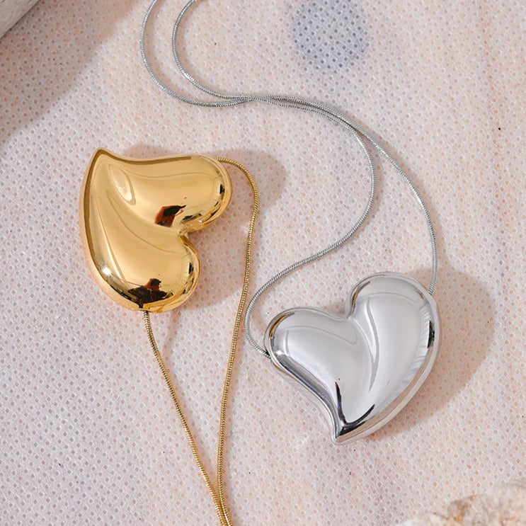 Smooth Thick Heart Pendant Necklace