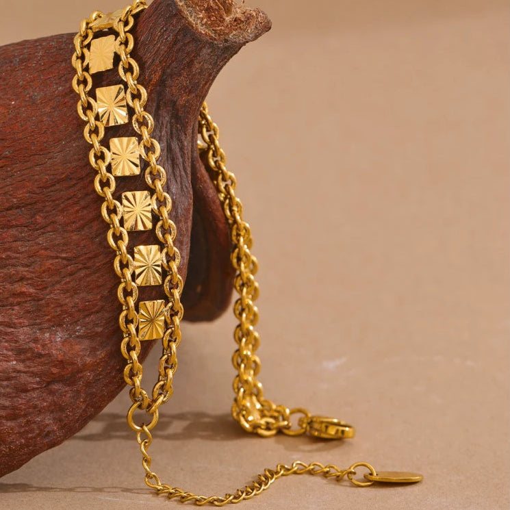 Bold Square Chain Necklace & Bracelet Set