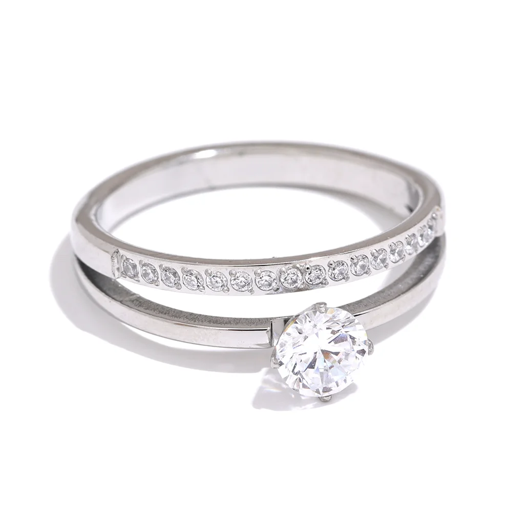 Double Layer Cubic Zirconia Ring