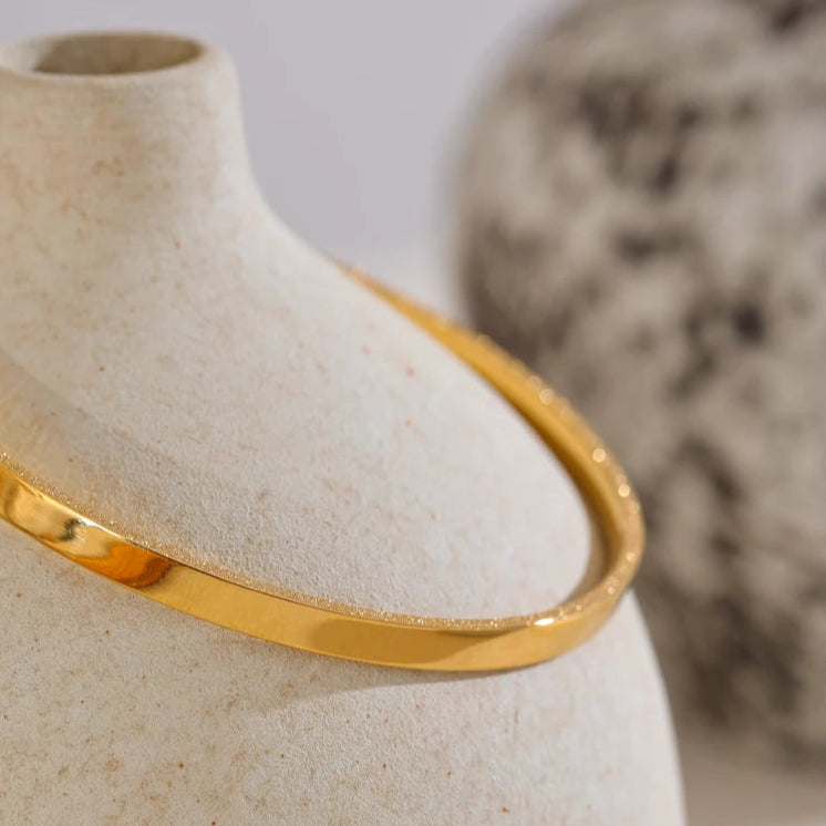 Round Bangle with Gold-Tone Edging