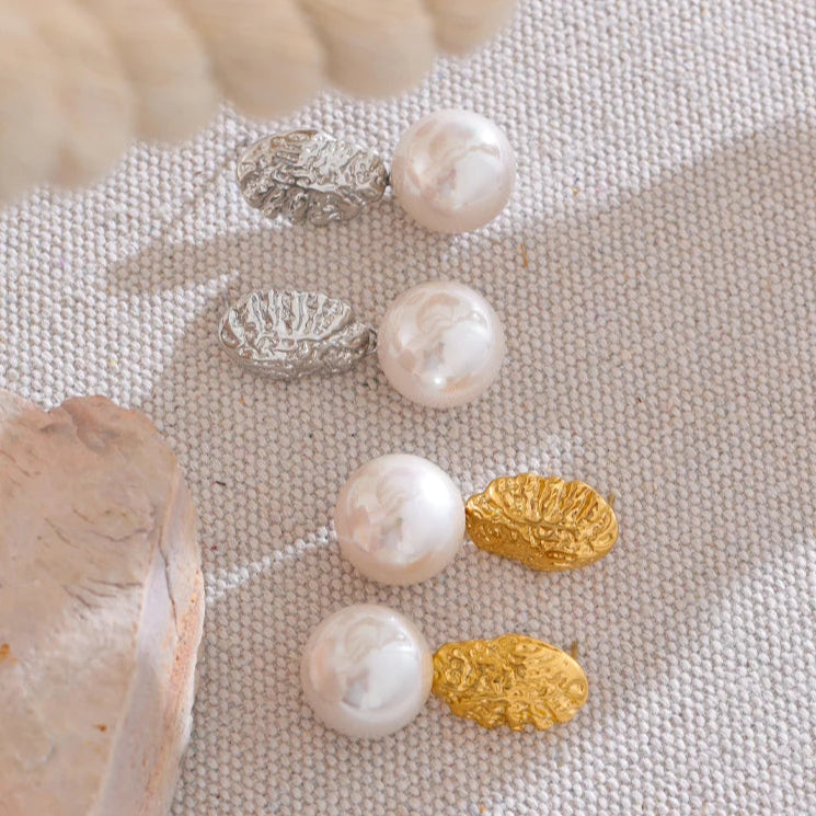 Geometric Pearl Drop Earrings
