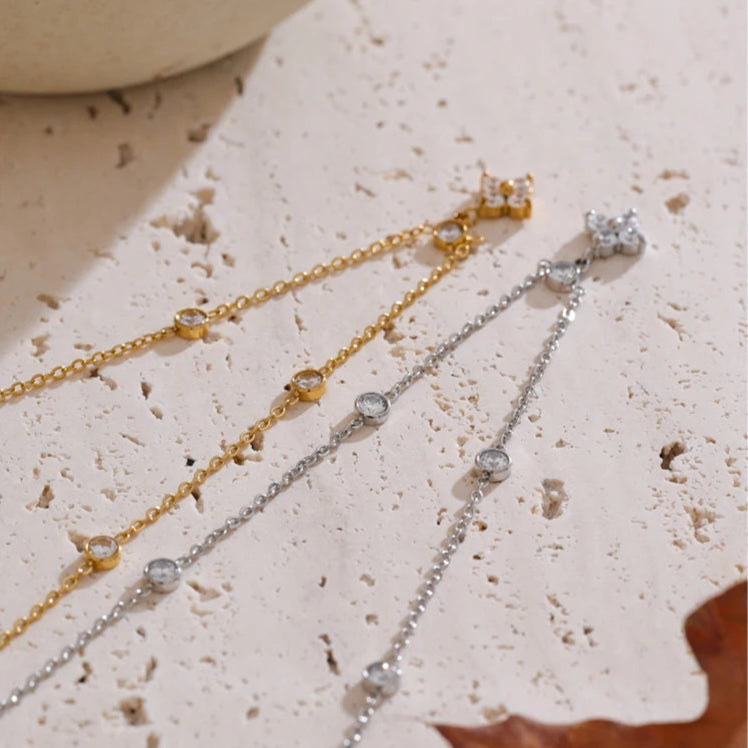 Cubic Zirconia Flower Pendant Necklace