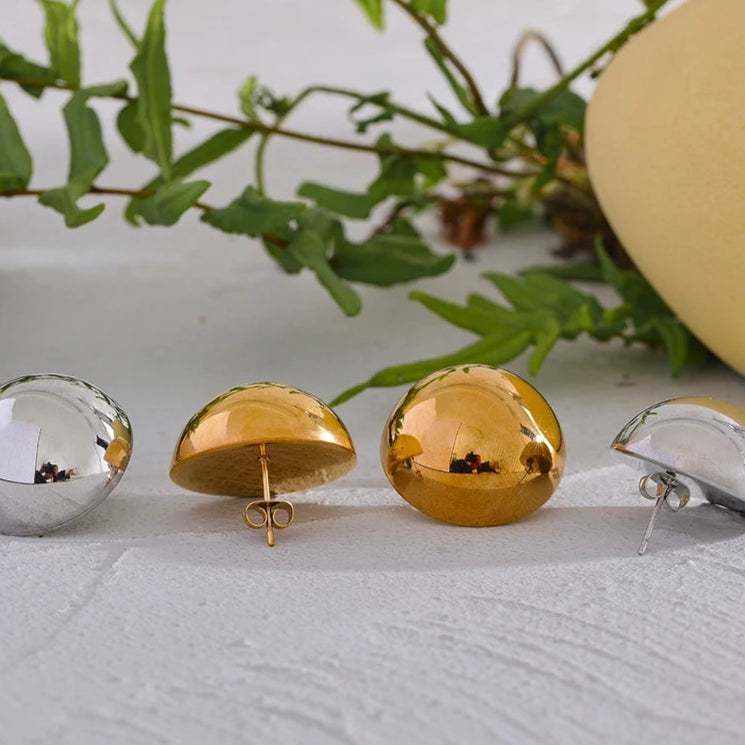 Classic Half-Round Stud Earrings